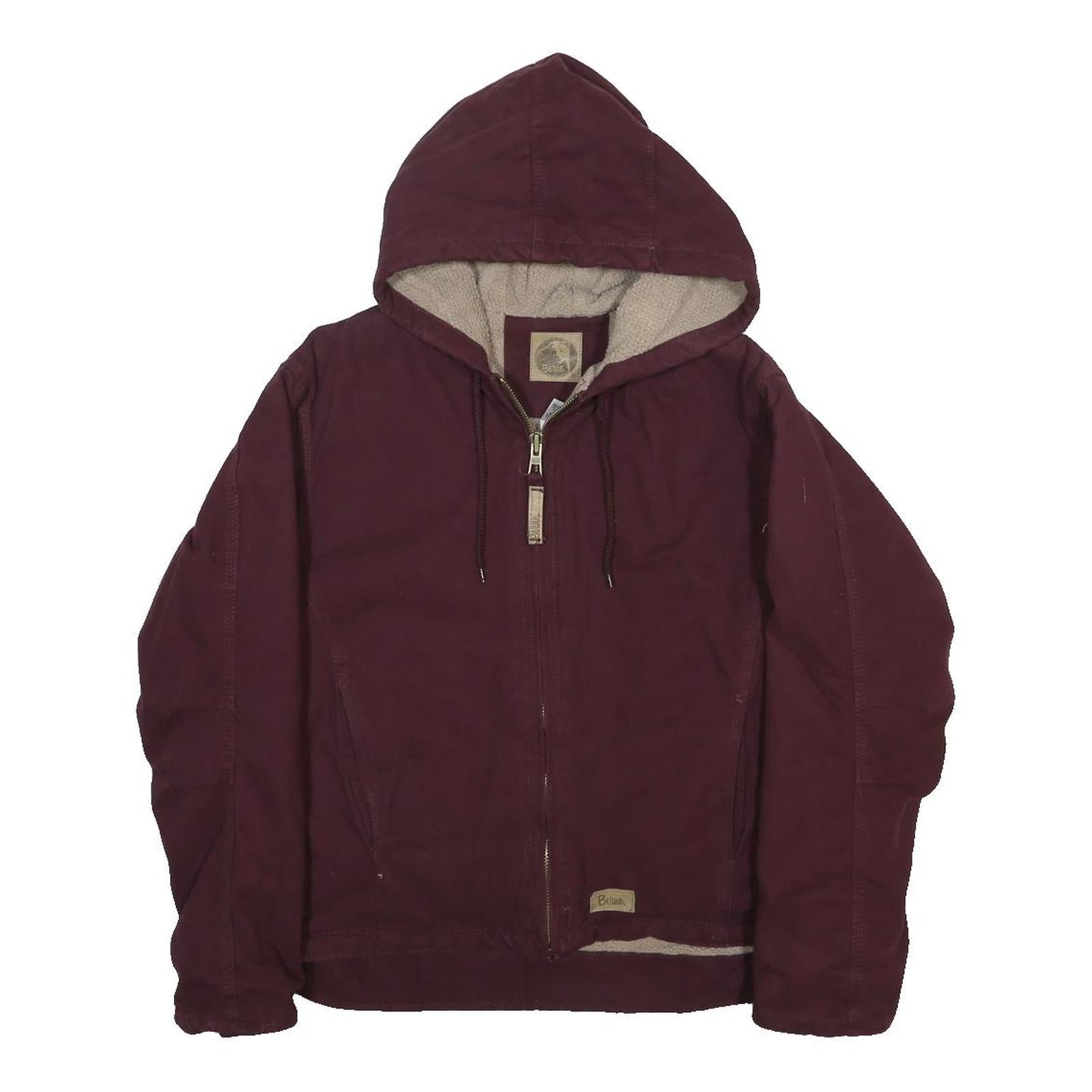 BERNIE Womens Maroon Jacket S Polyester Plain Hooded Zip Casual Outerwear