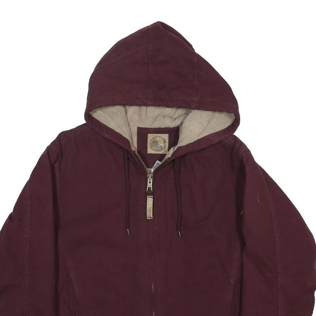 BERNIE Womens Maroon Jacket S Polyester Plain Hooded Zip Casual Outerwear