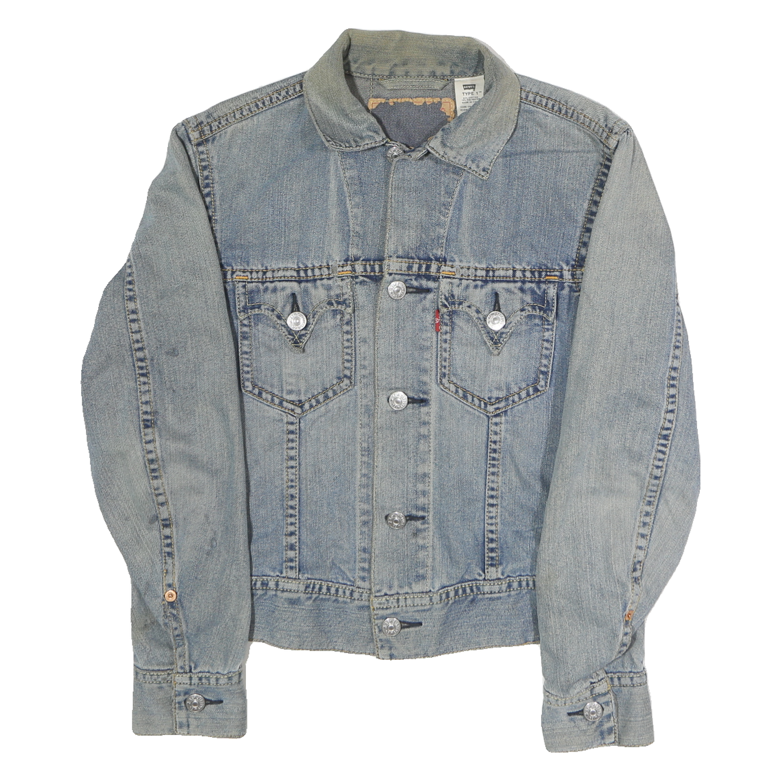 LEVI'S Mens Blue Cotton Denim Jacket S Classic Button Closure Western