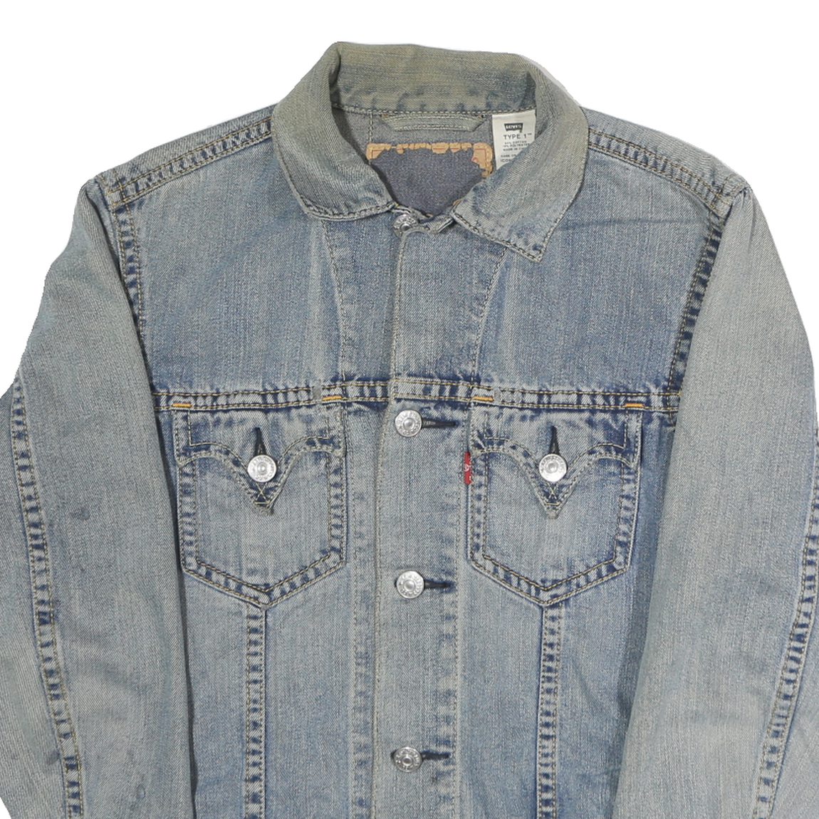 LEVI'S Mens Blue Cotton Denim Jacket S Classic Button Closure Western