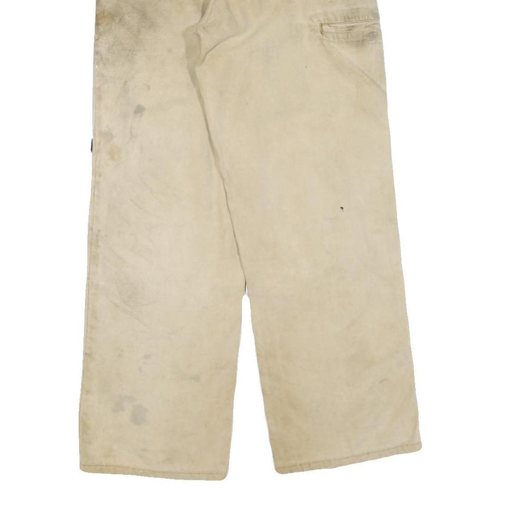 DICKIES Mens Cotton Blend Beige Regular Straight Trousers W30 L30 Workwear Zip
