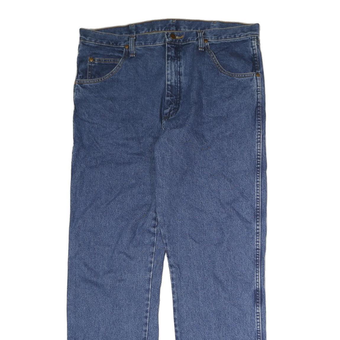 WRANGLER Mens Regular Fit Blue Denim Jeans W36 L32 Classic Cotton Zip Closure
