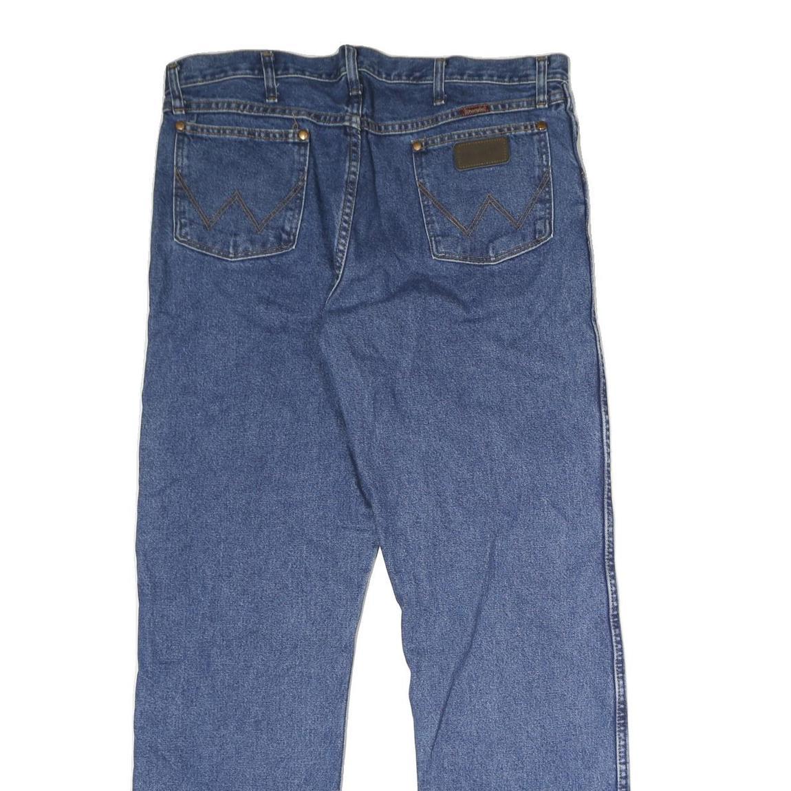 WRANGLER Mens Regular Fit Blue Denim Jeans W36 L32 Classic Cotton Zip Closure