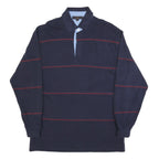 TOMMY HILFIGER Mens Navy Blue & Red Long Sleeve Striped L Polo Shirt Cotton
