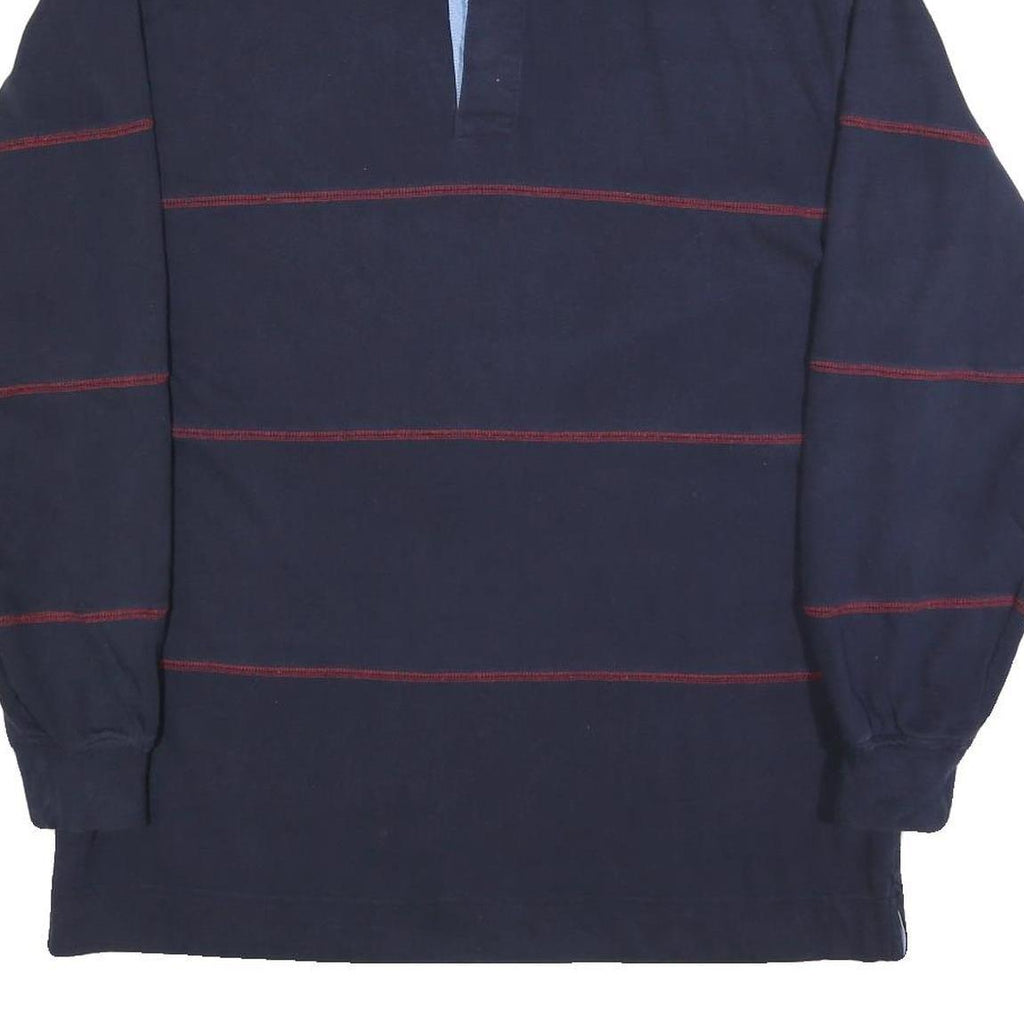 TOMMY HILFIGER Mens Navy Blue & Red Long Sleeve Striped L Polo Shirt Cotton