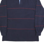 TOMMY HILFIGER Mens Navy Blue & Red Long Sleeve Striped L Polo Shirt Cotton