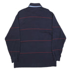 TOMMY HILFIGER Mens Navy Blue & Red Long Sleeve Striped L Polo Shirt Cotton