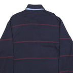 TOMMY HILFIGER Mens Navy Blue & Red Long Sleeve Striped L Polo Shirt Cotton