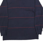 TOMMY HILFIGER Mens Navy Blue & Red Long Sleeve Striped L Polo Shirt Cotton