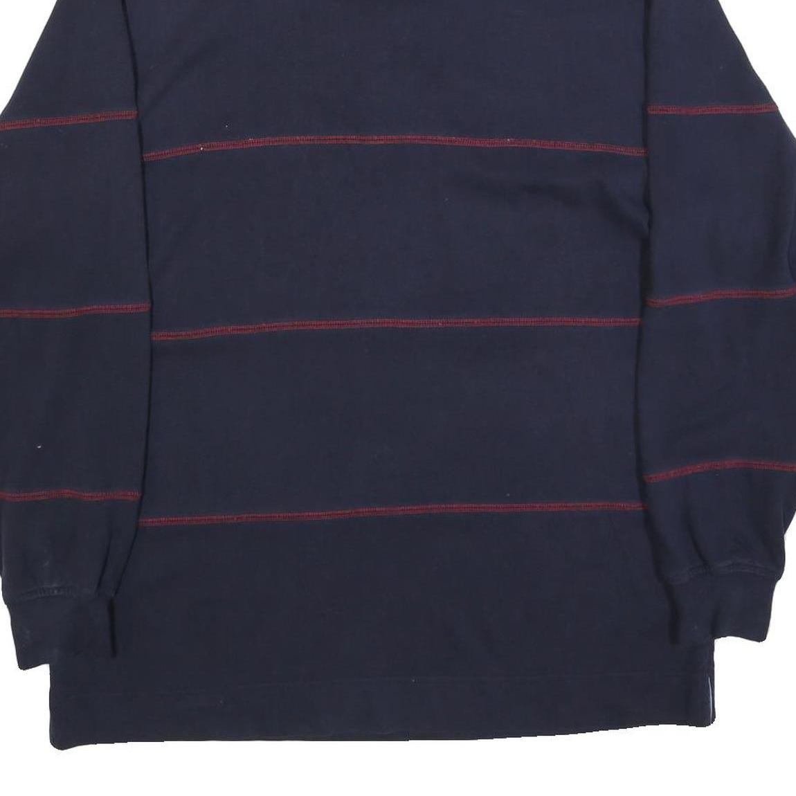 TOMMY HILFIGER Mens Navy Blue & Red Long Sleeve Striped L Polo Shirt Cotton