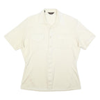 VELLION Mens Cream Plain Shirt L Button Pocket Casual Polyester Blend