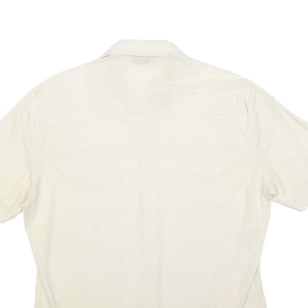 VELLION Mens Cream Plain Shirt L Button Pocket Casual Polyester Blend