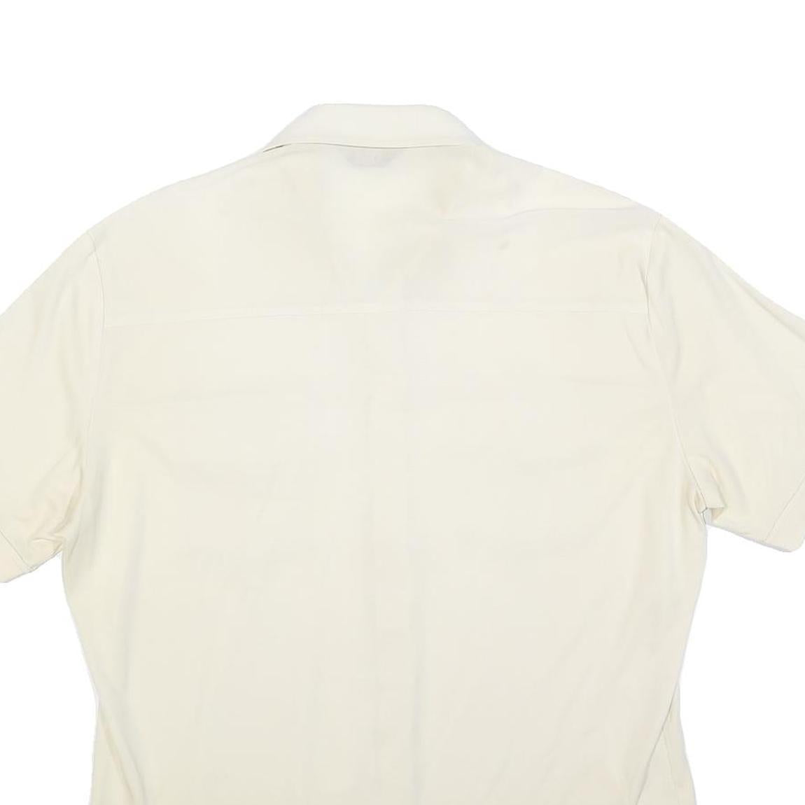 VELLION Mens Cream Plain Shirt L Button Pocket Casual Polyester Blend
