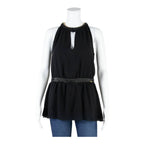 PHARD Peplum Womens Halter Neck Top Black Sleeveless L