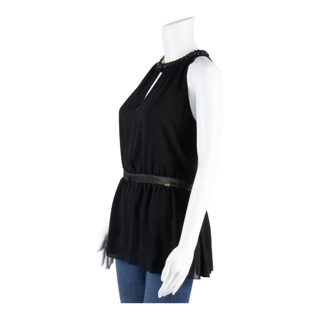 PHARD Peplum Womens Halter Neck Top Black Sleeveless L