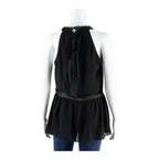 PHARD Peplum Womens Halter Neck Top Black Sleeveless L