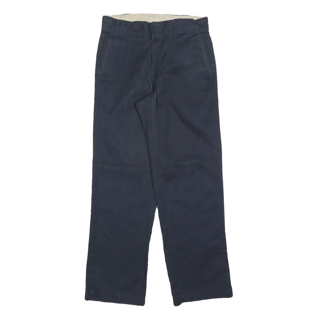 DICKIES Mens Regular Fit Navy Blue Cotton Blend Zip Trousers W28 L29 Workwear