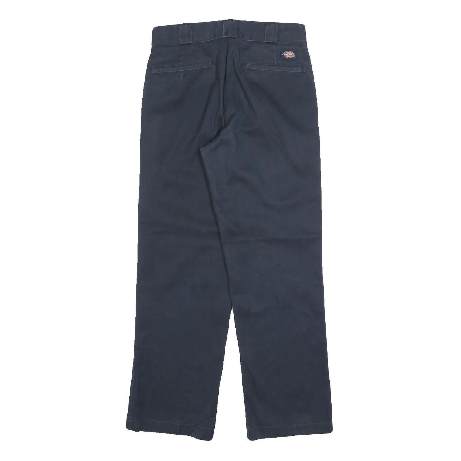 DICKIES Mens Regular Fit Navy Blue Cotton Blend Zip Trousers W28 L29 Workwear