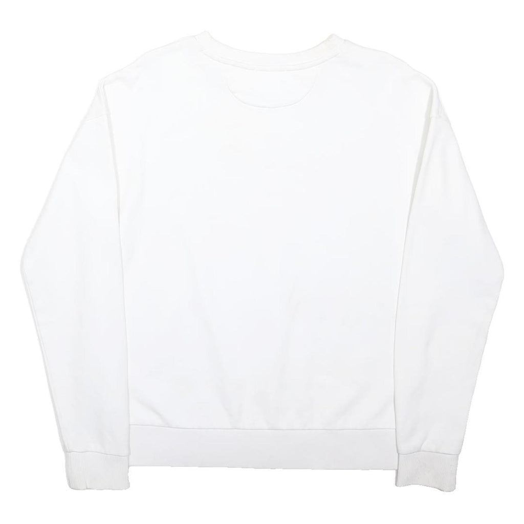 HUGO Womens White Sweatshirt M Crew Neck Cotton Blend Logo Print Casual Pullover