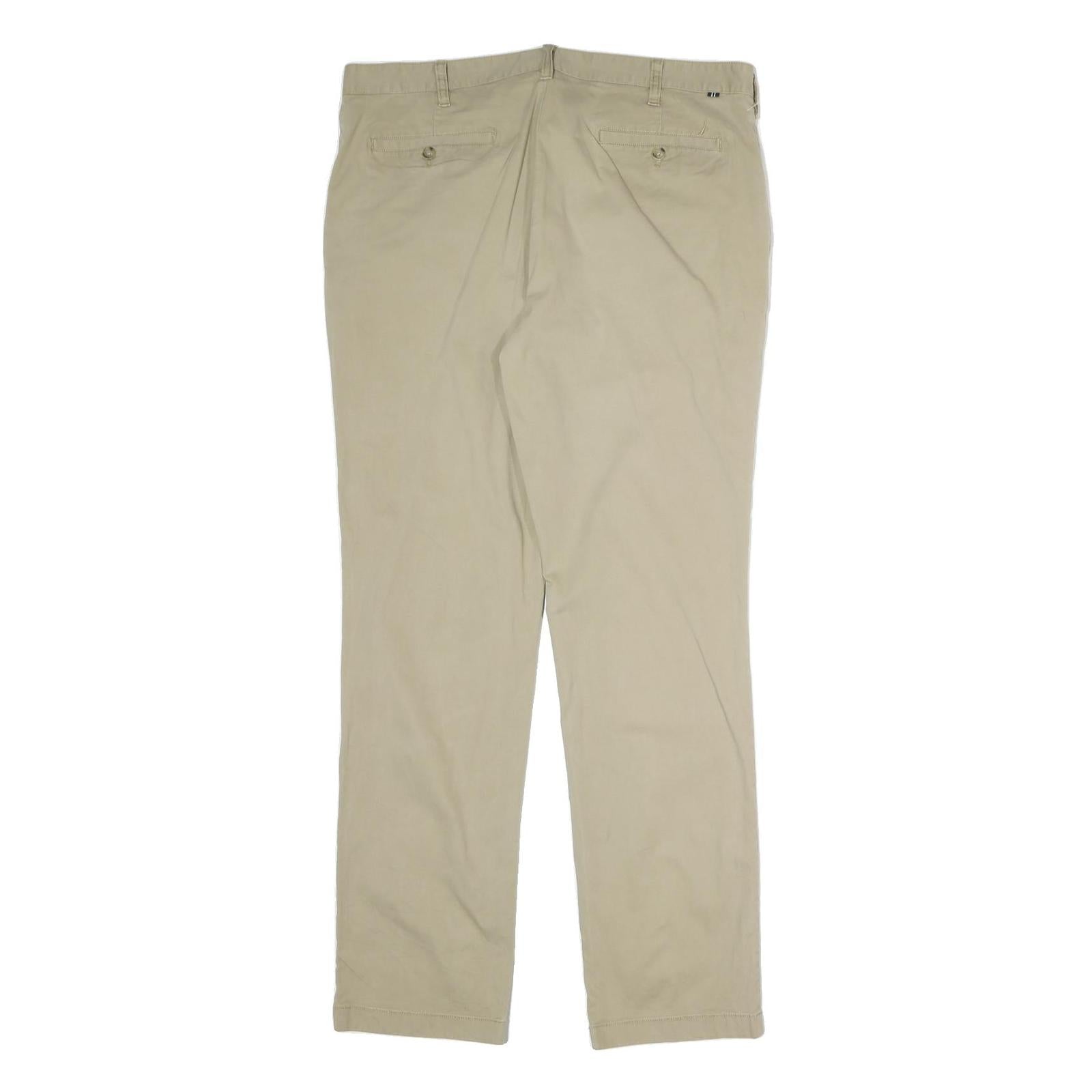 NAUTICA Womens Cotton Blend Beige Regular Fit Straight Leg Trousers W36 L32