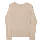TOMMY HILFIGER Womens Beige V-Neck Plain Cotton Blend Jumper M Classic Fit
