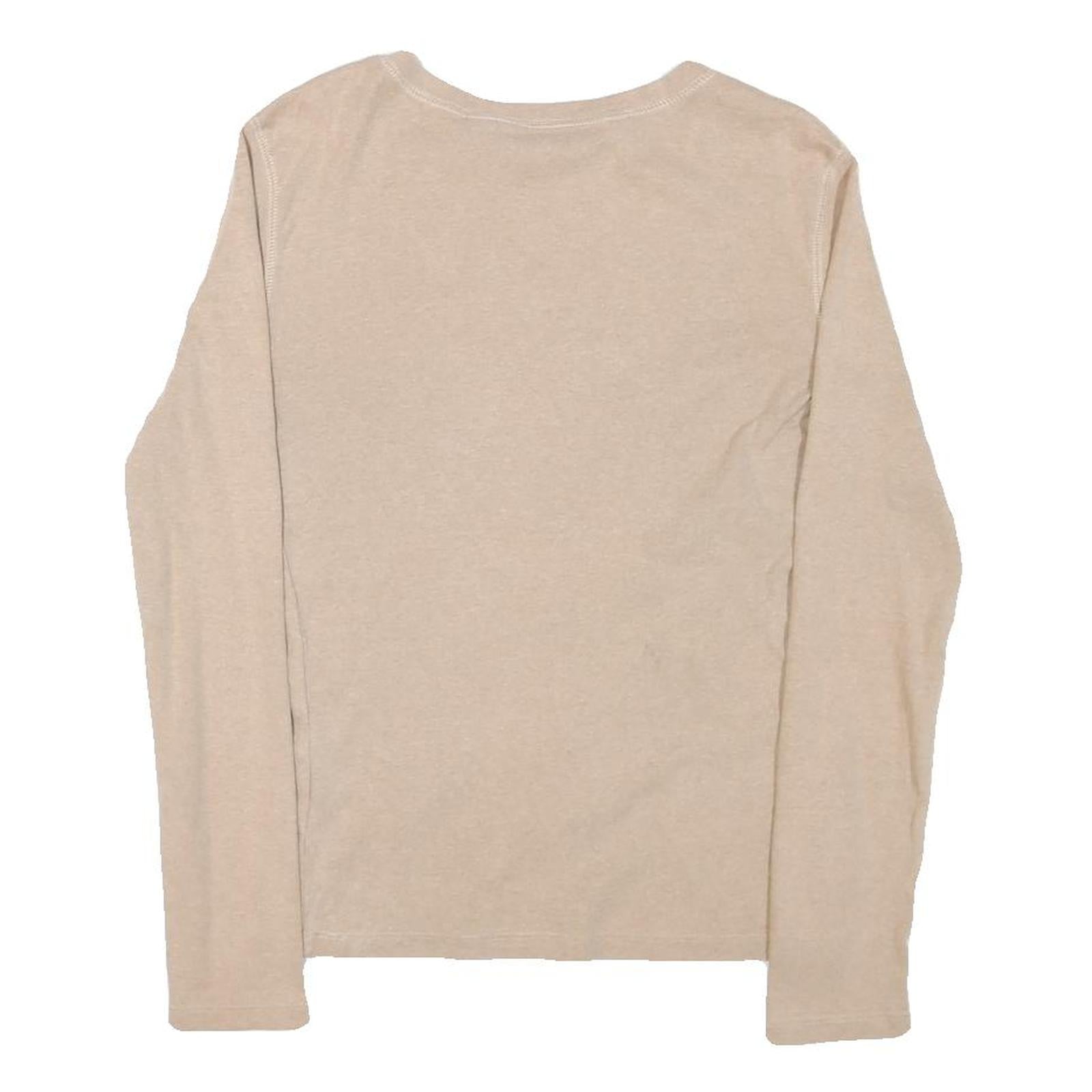 TOMMY HILFIGER Womens Beige V-Neck Plain Cotton Blend Jumper M Classic Fit