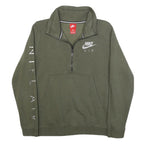 NIKE Womens Green 1/4 Zip S Sweatshirt Cotton Blend Casual Pullover