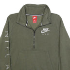 NIKE Womens Green 1/4 Zip S Sweatshirt Cotton Blend Casual Pullover