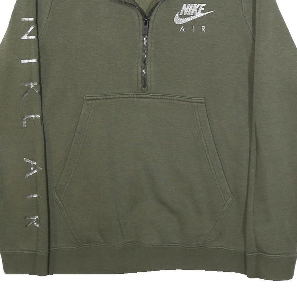 NIKE Womens Green 1/4 Zip S Sweatshirt Cotton Blend Casual Pullover