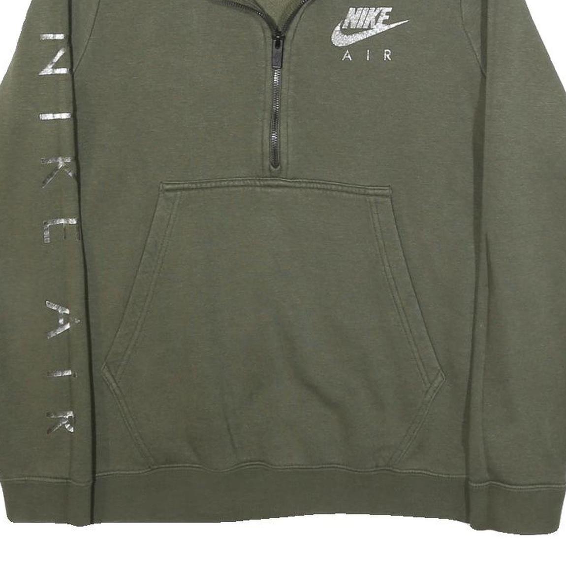 NIKE Womens Green 1/4 Zip S Sweatshirt Cotton Blend Casual Pullover