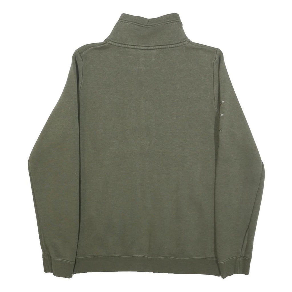 NIKE Womens Green 1/4 Zip S Sweatshirt Cotton Blend Casual Pullover