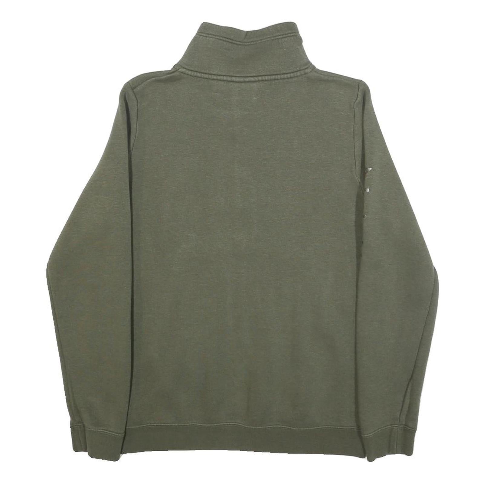 NIKE Womens Green 1/4 Zip S Sweatshirt Cotton Blend Casual Pullover