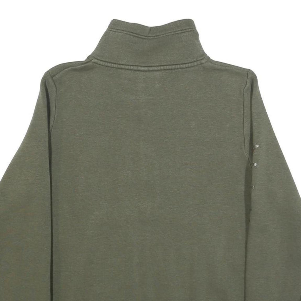 NIKE Womens Green 1/4 Zip S Sweatshirt Cotton Blend Casual Pullover