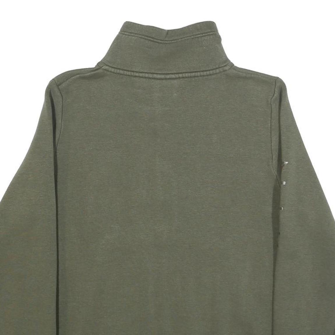 NIKE Womens Green 1/4 Zip S Sweatshirt Cotton Blend Casual Pullover