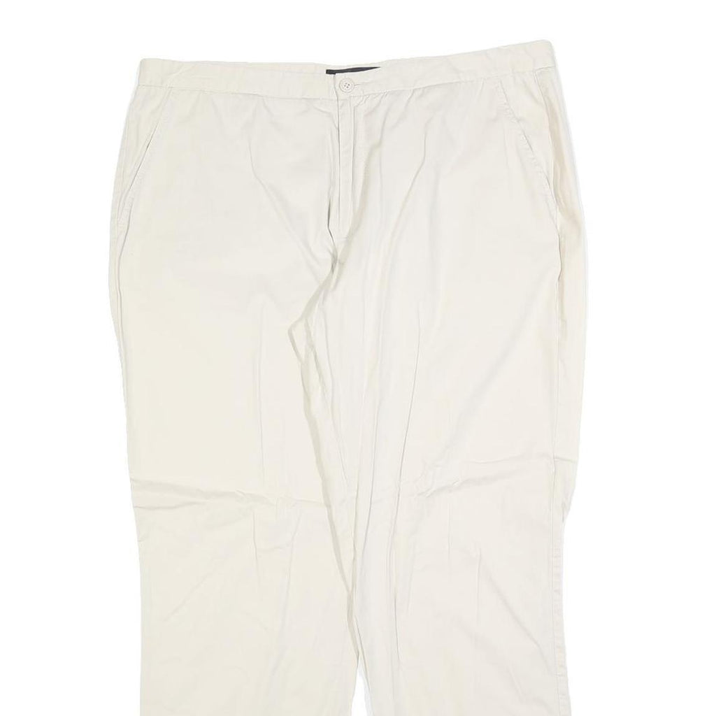 STEFANEL Womens Cotton Blend White Regular Straight Trousers W34 L28 Zip Closure