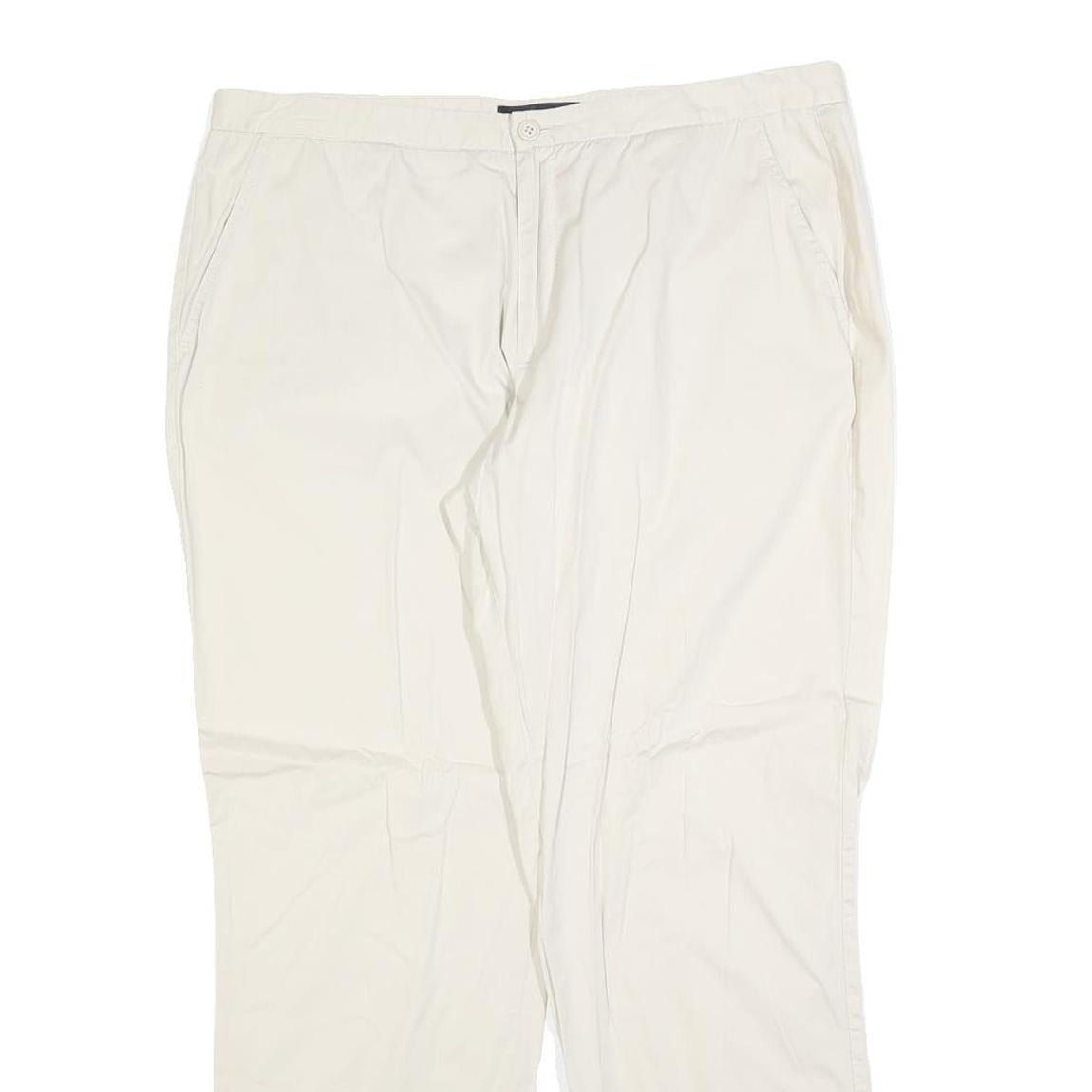 STEFANEL Womens Cotton Blend White Regular Straight Trousers W34 L28 Zip Closure