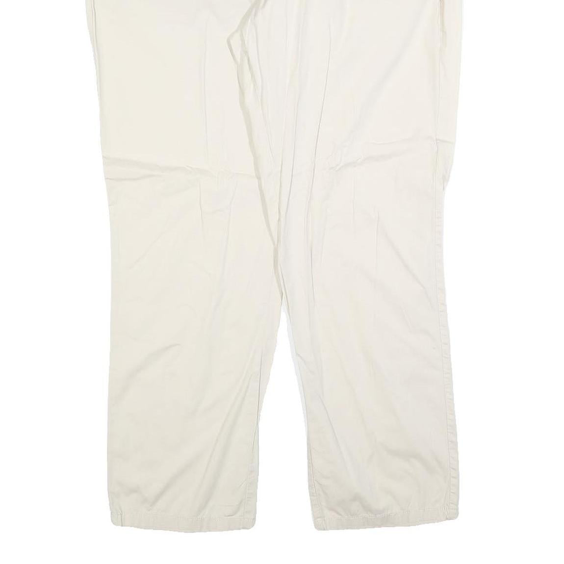 STEFANEL Womens Cotton Blend White Regular Straight Trousers W34 L28 Zip Closure