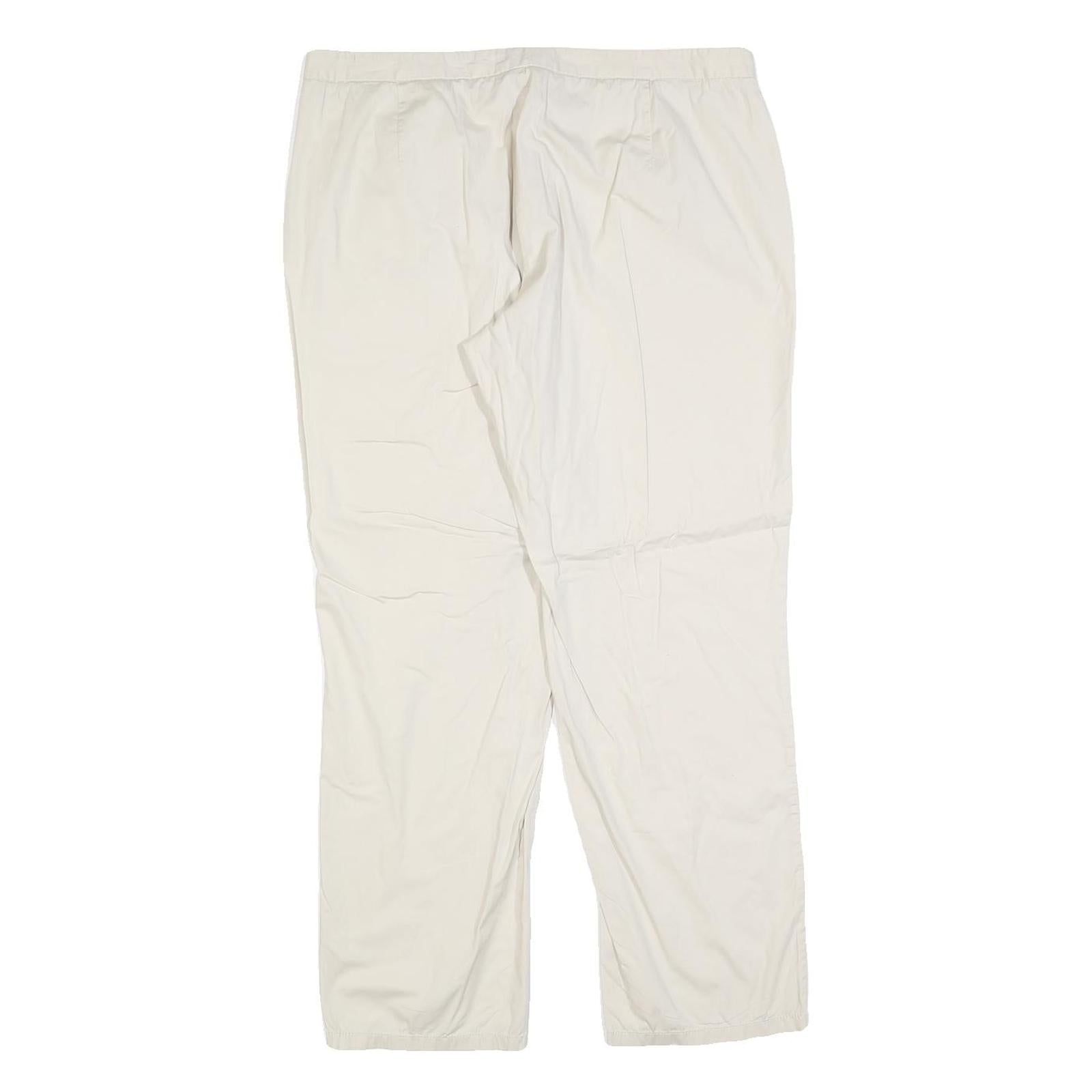 STEFANEL Womens Cotton Blend White Regular Straight Trousers W34 L28 Zip Closure