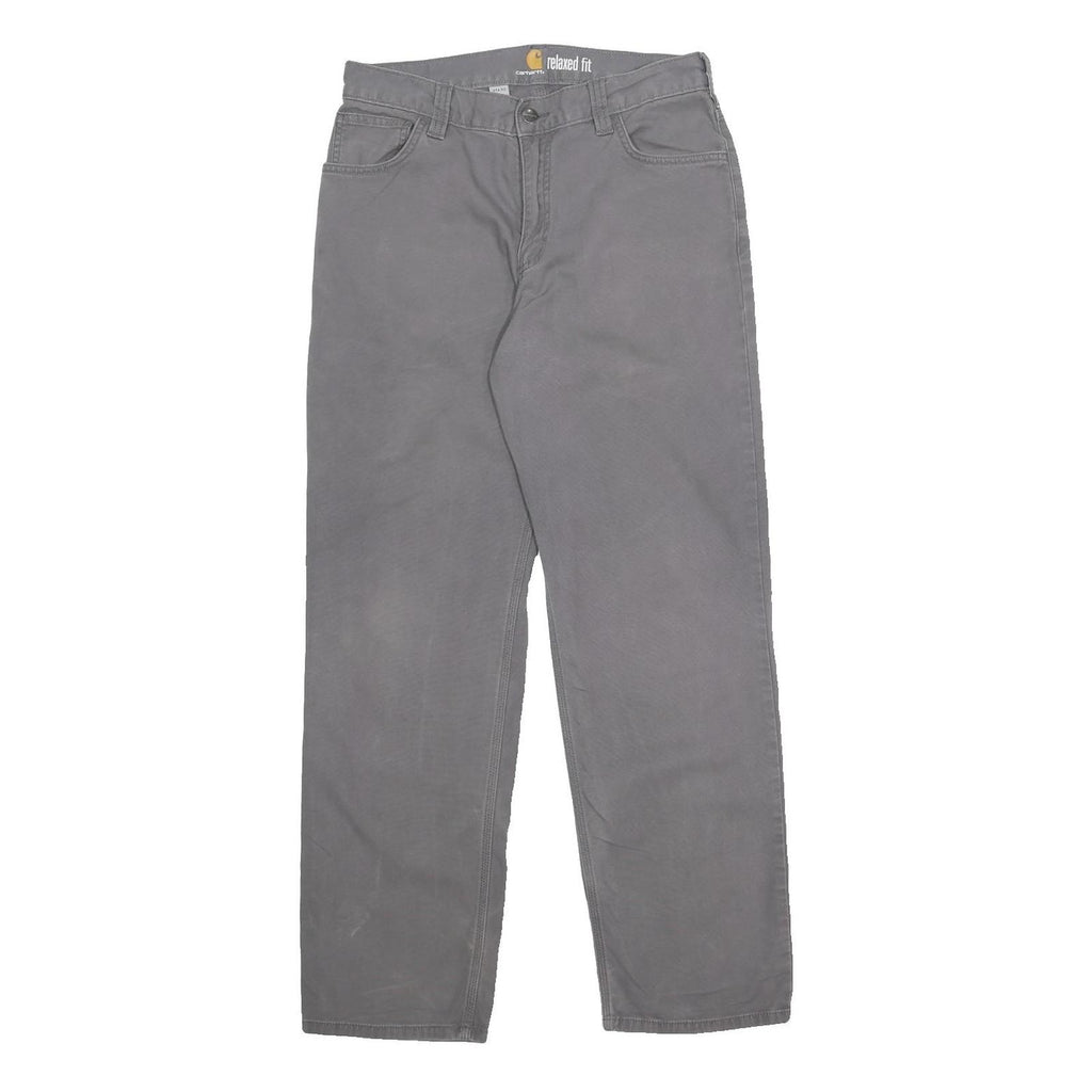 CARHARTT Mens Cotton Blend Grey Relaxed Straight Trousers W31 L32 Workwear