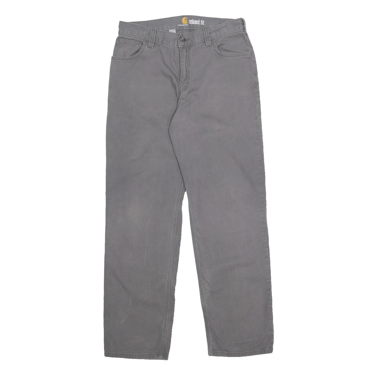 CARHARTT Mens Cotton Blend Grey Relaxed Straight Trousers W31 L32 Workwear