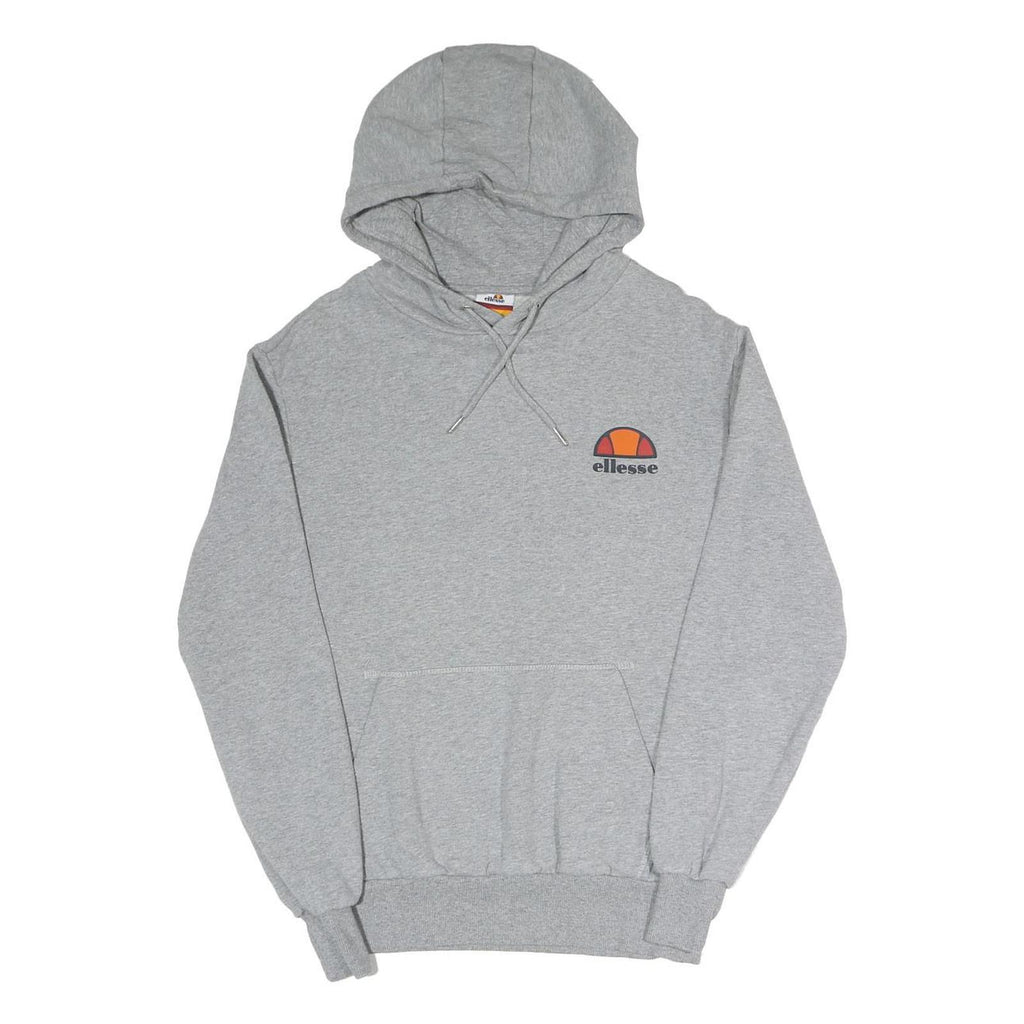 ELLESSE Mens Grey Hoodie S Cotton Blend Pullover Logo Casual Sweatshirt