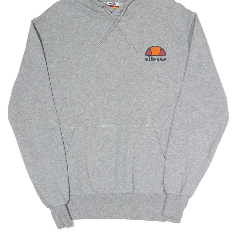 ELLESSE Mens Grey Hoodie S Cotton Blend Pullover Logo Casual Sweatshirt