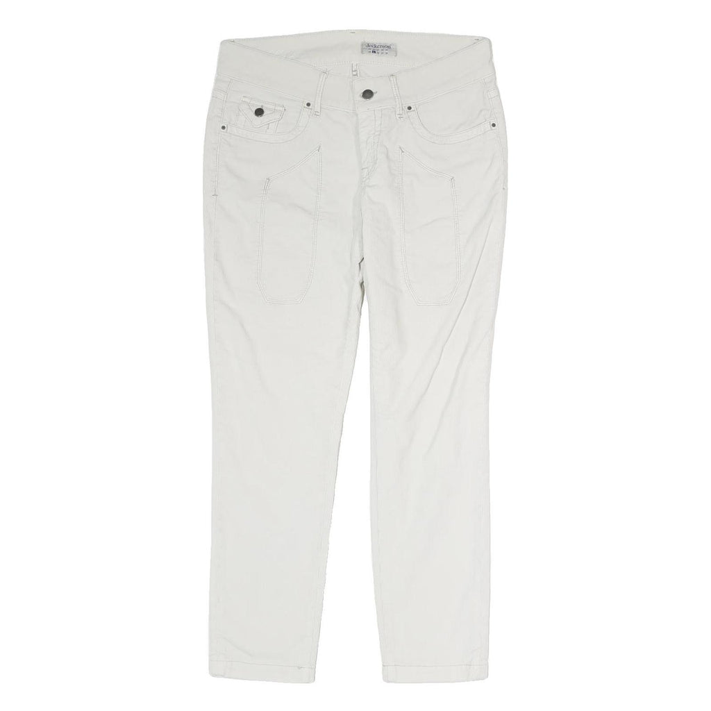 JECKERSON Mens White Cotton Woven Regular Fit Straight Trousers W30 L28 Zip