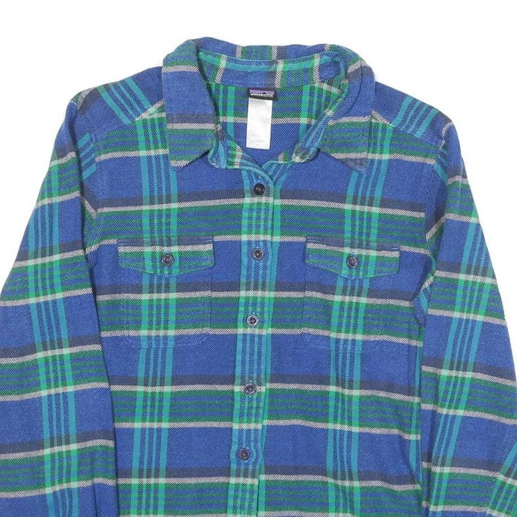 PATAGONIA Womens Blue & Green Checked Shirt UK 6 Long Sleeve Button Front Casual
