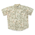 DAVID TAYLOR Mens Beige & Cream Floral Cotton Blend Shirt L Summer Casual Button