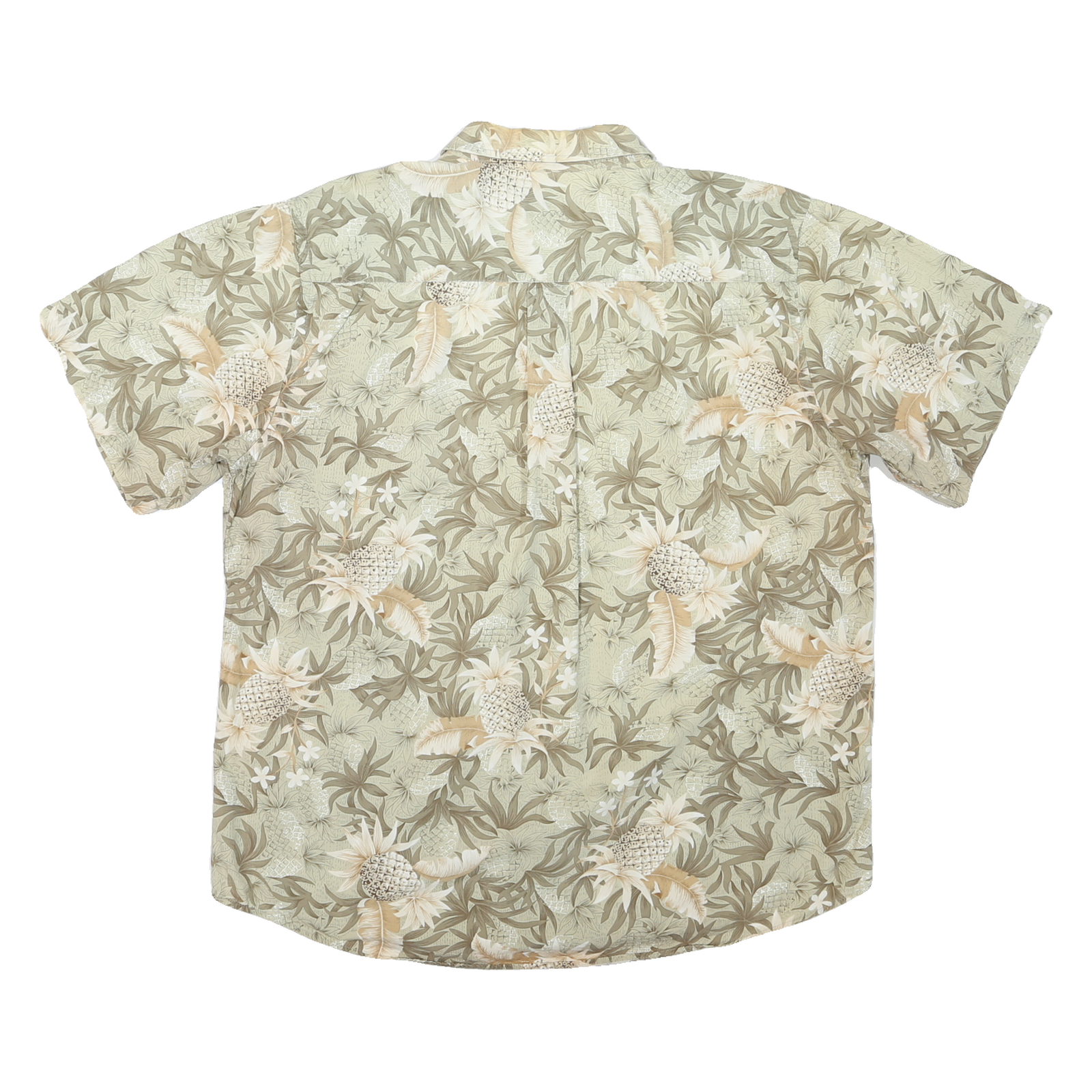 DAVID TAYLOR Mens Beige & Cream Floral Cotton Blend Shirt L Summer Casual Button