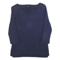 TOMMY HILFIGER Womens Navy Plain Cotton Pullover Crew Neck Jumper S Casual