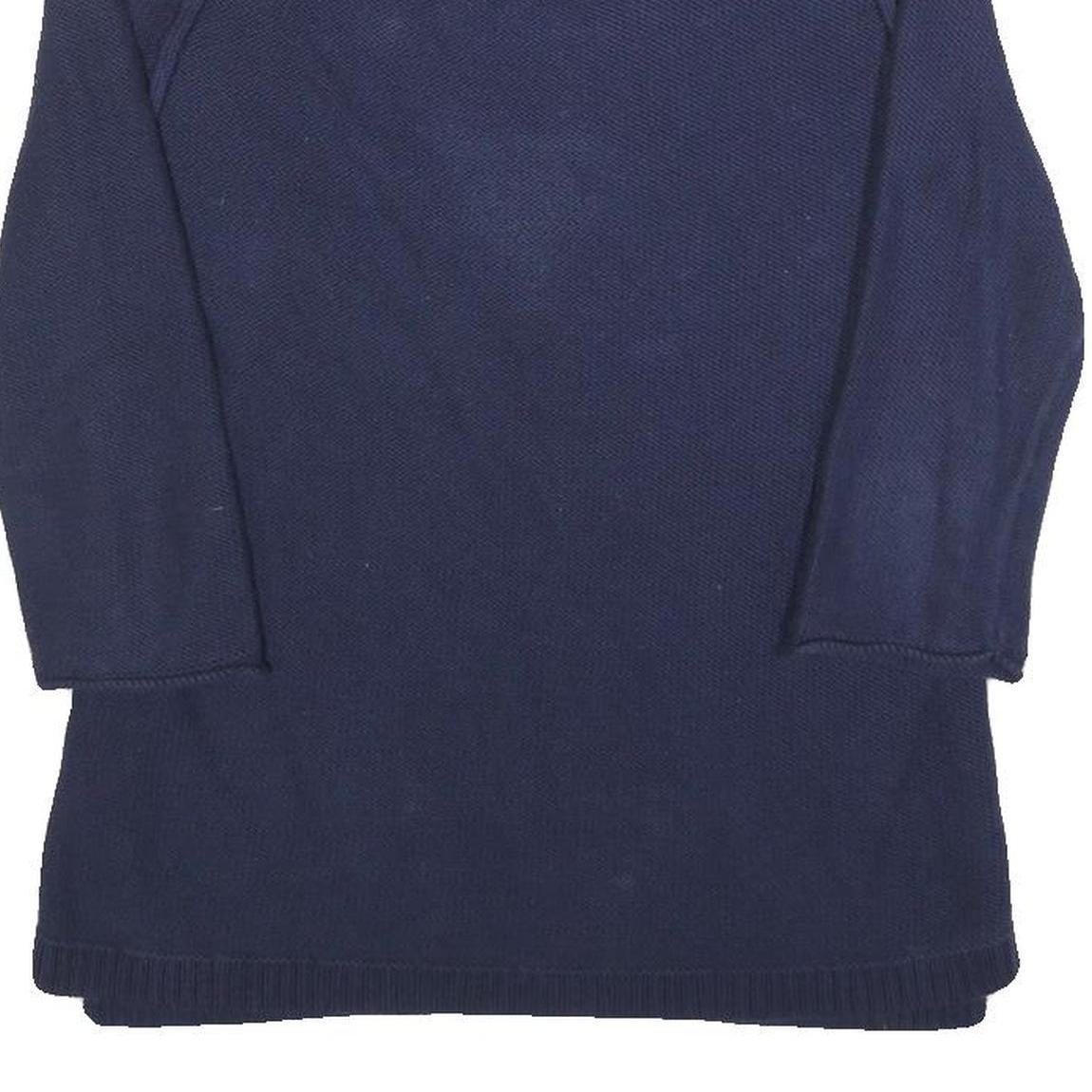 TOMMY HILFIGER Womens Navy Plain Cotton Pullover Crew Neck Jumper S Casual
