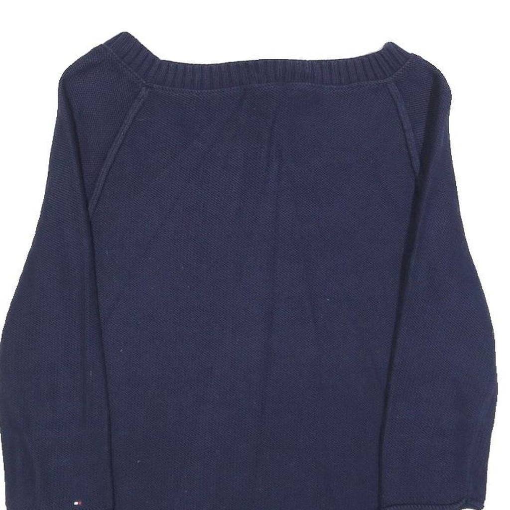 TOMMY HILFIGER Womens Navy Plain Cotton Pullover Crew Neck Jumper S Casual