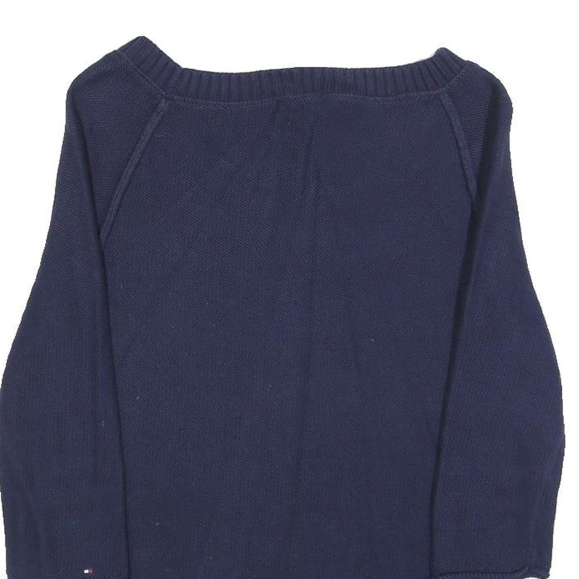 TOMMY HILFIGER Womens Navy Plain Cotton Pullover Crew Neck Jumper S Casual